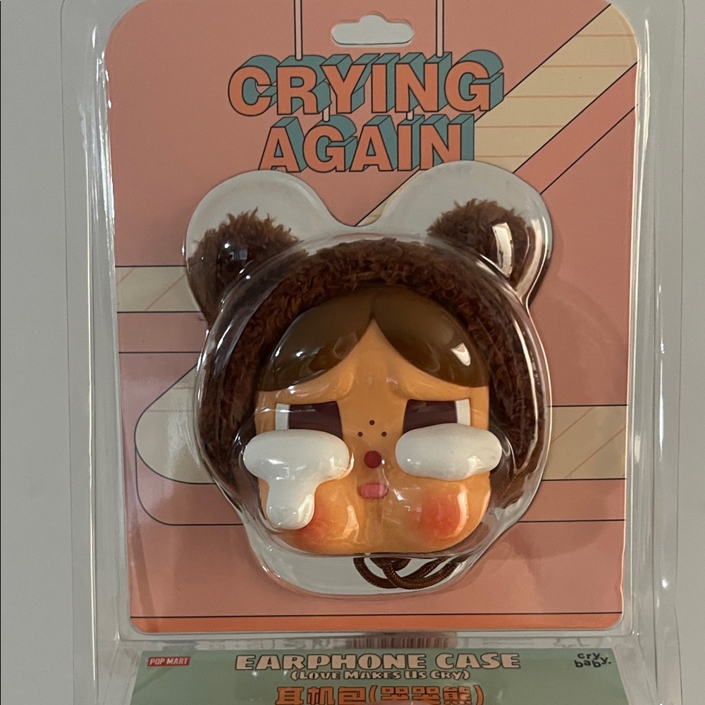 Crying Again Bear Earphone Case - Brown